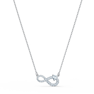 Collar Swarovski Infinity - Blanco, baño de rodio