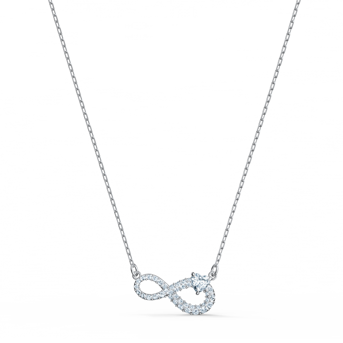 Collar Swarovski Infinity - Blanco, baño de rodio