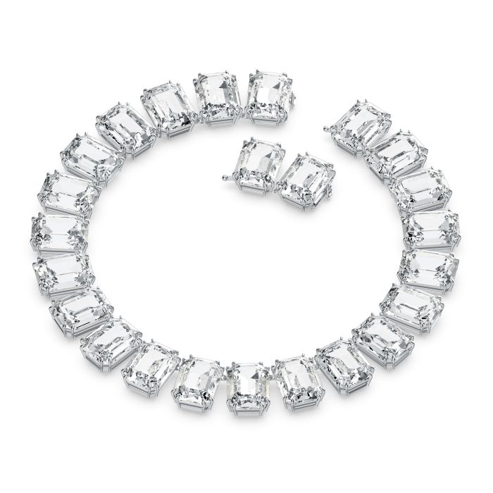 Collar Millenia - Collar Millenia, Cristales talla octogonal, Blanco, Baño de rodio