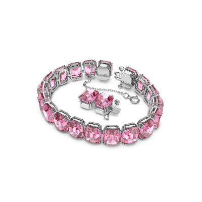 Pulsera Millenia - Talla octogonal, Rosa, Baño de rodio