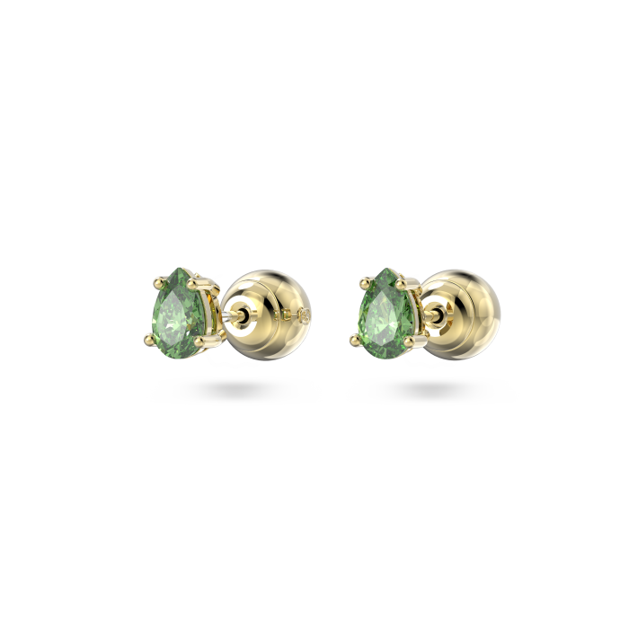 Pendientes de botón Stilla - Talla pera, Verdes, Baño tono oro