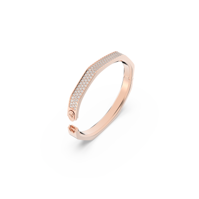 Brazalete Dextera - Forma octagonal, Blanco, Baño tono oro rosa