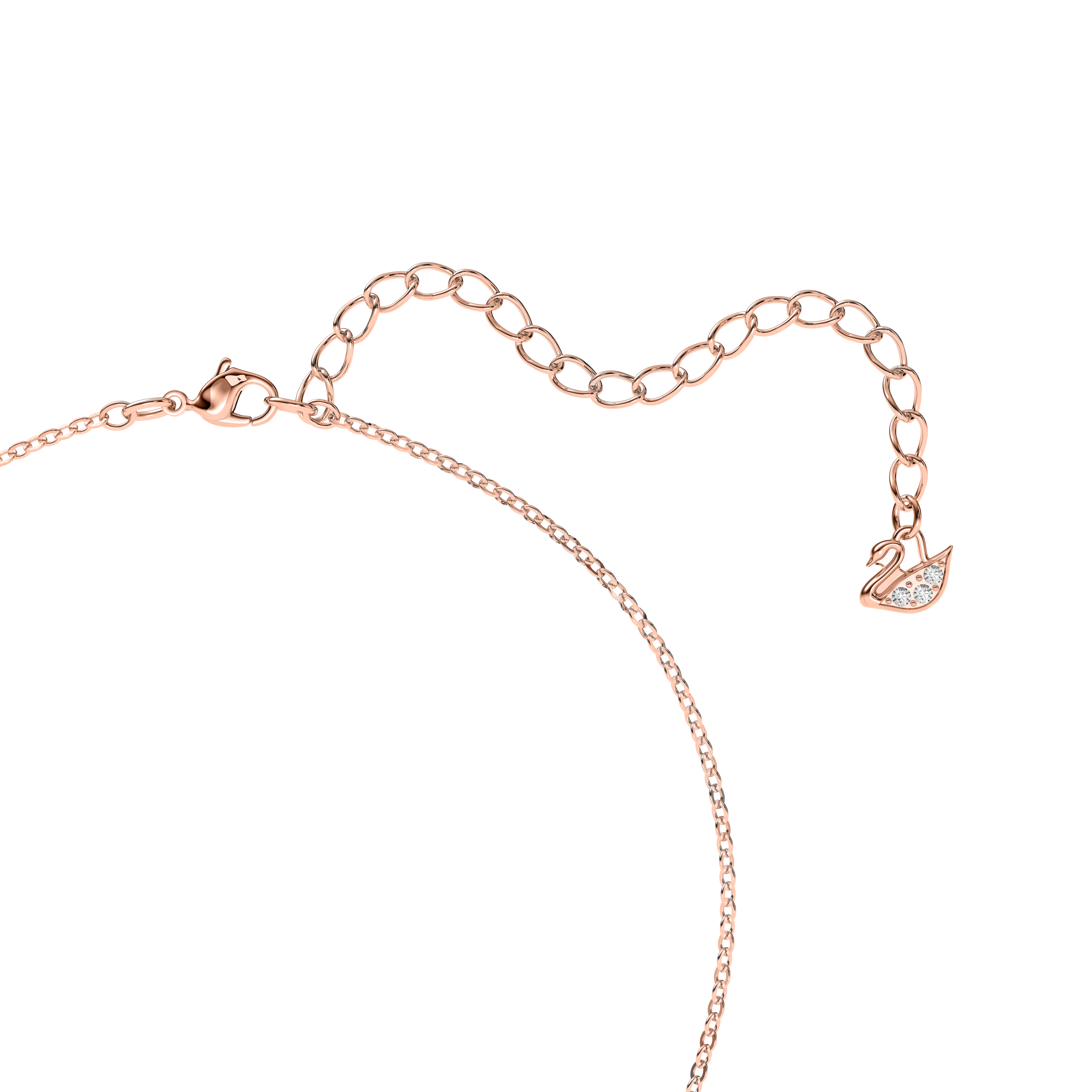 Colgante Swan, Cisne, Negro, Baño tono oro rosa