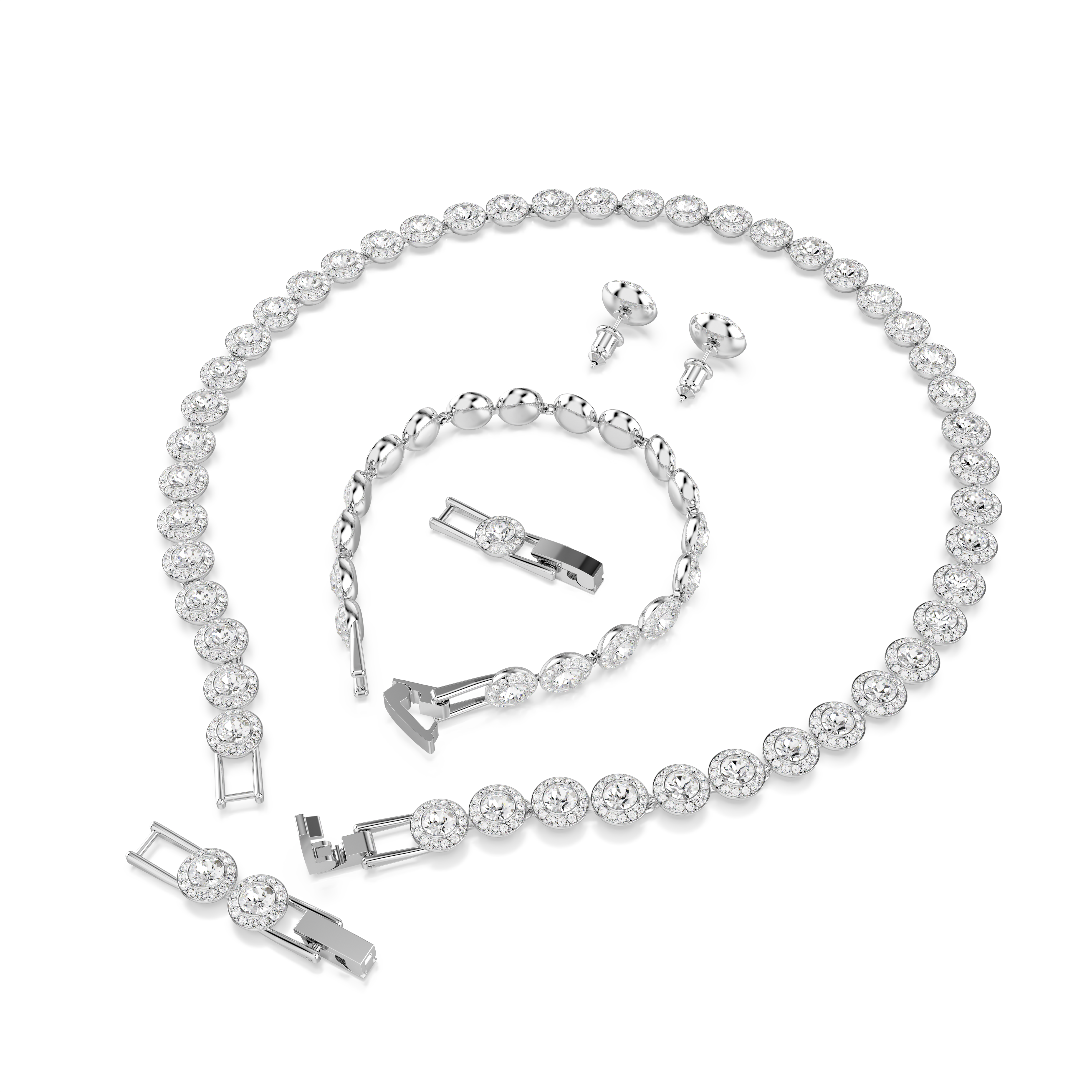 Conjunto Una Angelic, Conjunto (3), Talla redonda, Blanco, Baño de rodio