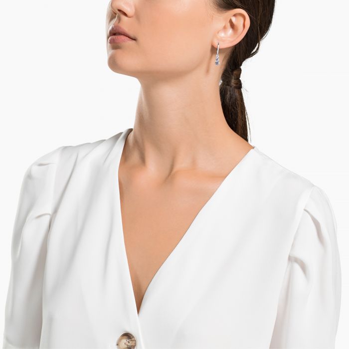 Pendientes de aro Stilla Attract, Talla redonda, Blancos, Baño de rodio