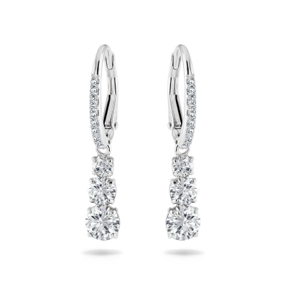 Pendientes de aro Stilla Attract, Talla redonda, Blancos, Baño de rodio