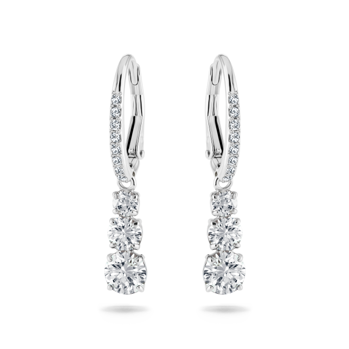 Pendientes de aro Stilla Attract, Talla redonda, Blancos, Baño de rodio