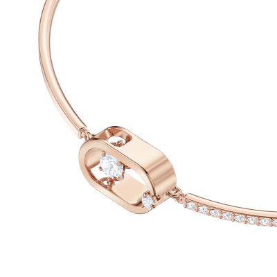 Pulsera Una, Talla redonda, Forma ovalada, Blanca, Baño tono oro rosa