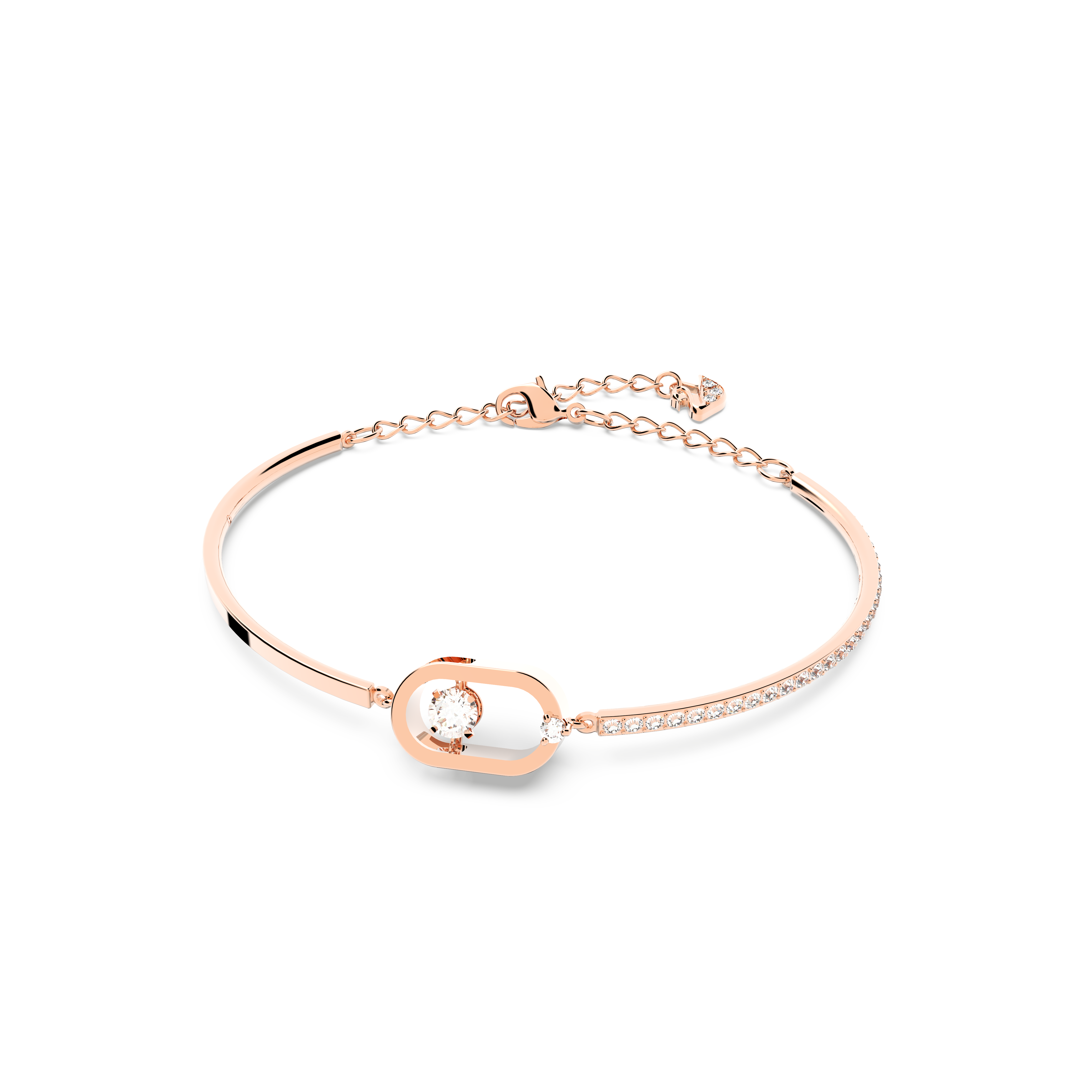 Pulsera Una, Talla redonda, Forma ovalada, Blanca, Baño tono oro rosa