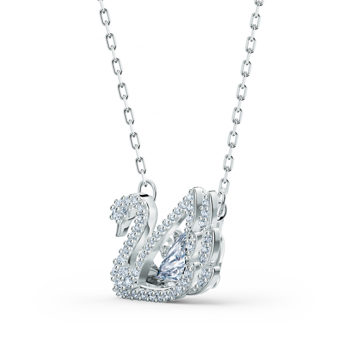 Collar Swan - Cisne móvil, Blanco, Baño de rodio