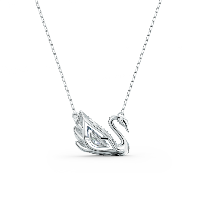 Collar Swan - Cisne móvil, Blanco, Baño de rodio