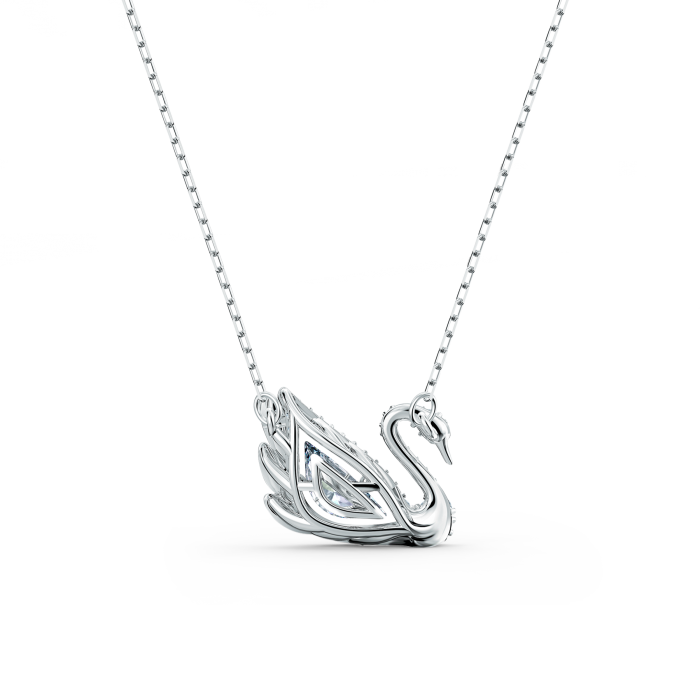 Collar Swan - Cisne móvil, Blanco, Baño de rodio