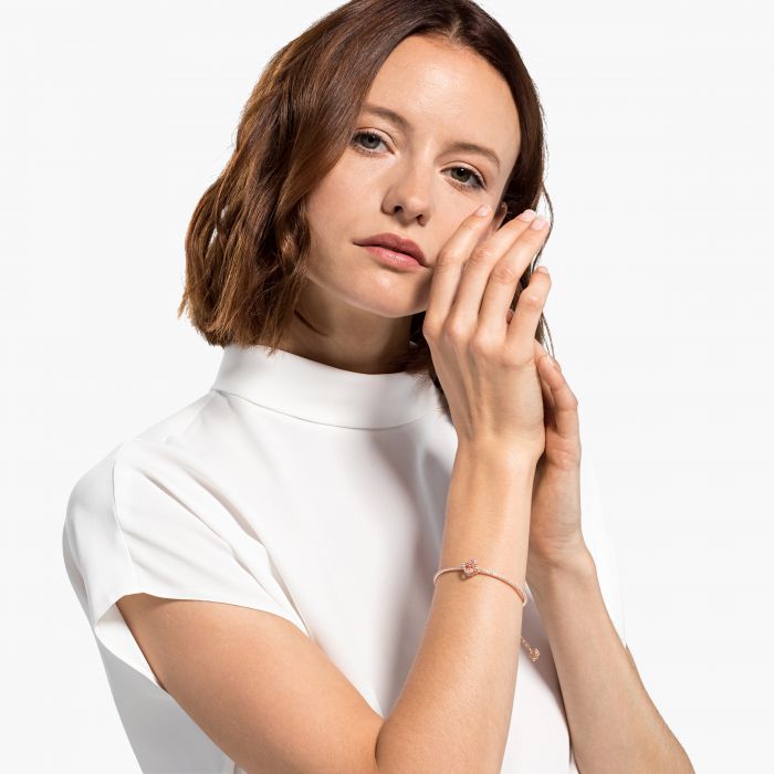 Brazalete Una Trébol, Rosa, Baño tono oro rosa