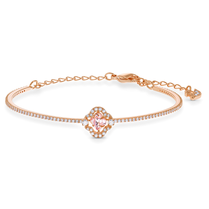 Brazalete Una Trébol, Rosa, Baño tono oro rosa
