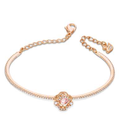 Brazalete Una Trébol, Rosa, Baño tono oro rosa