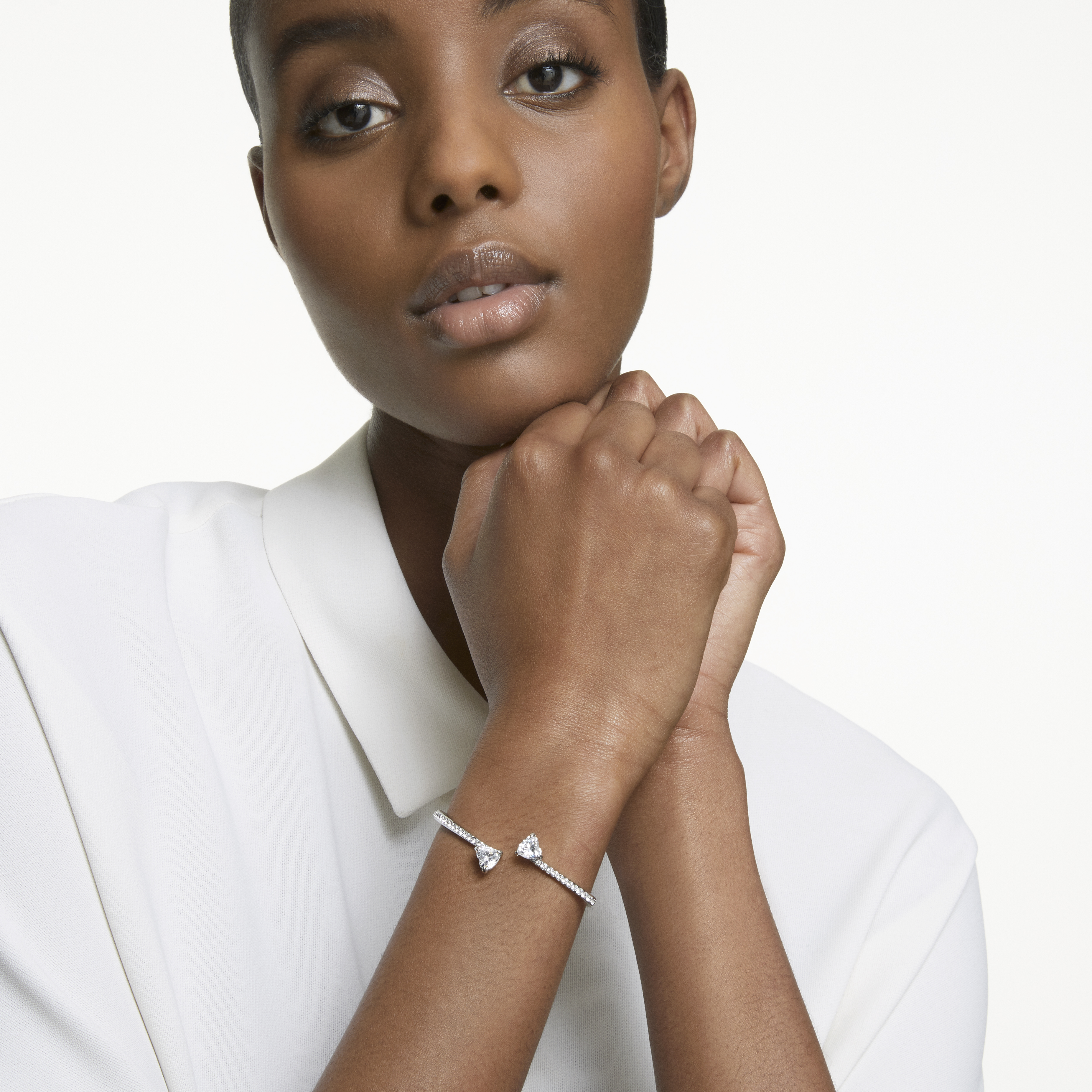 Brazalete Attract Soul Heart - Blanco, baño de rodio