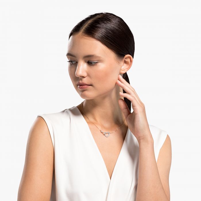 Collar Hyperbola Infinity y corazón, Blanco, Combinación de acabados metálicos