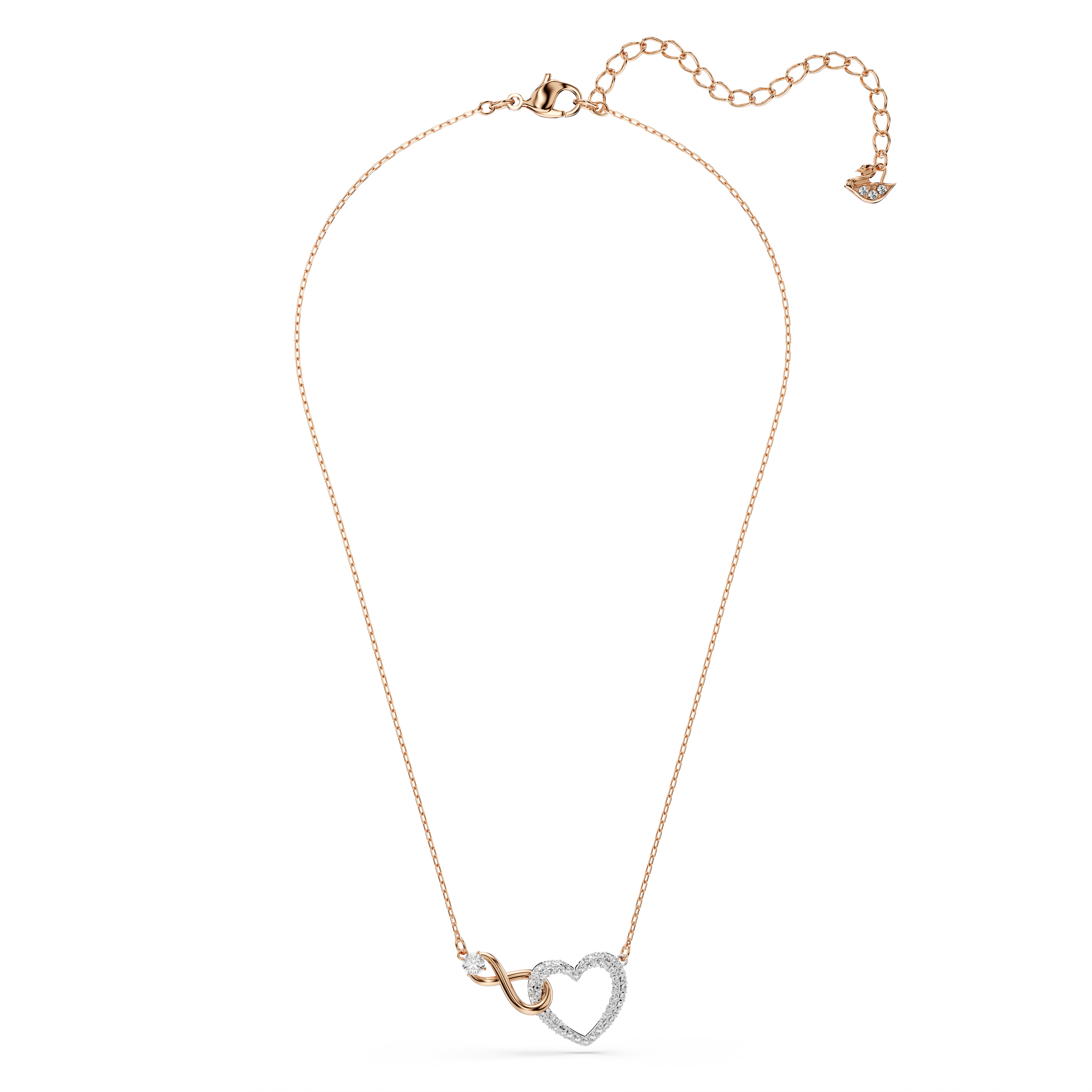 Collar Hyperbola Infinity y corazón, Blanco, Combinación de acabados metálicos