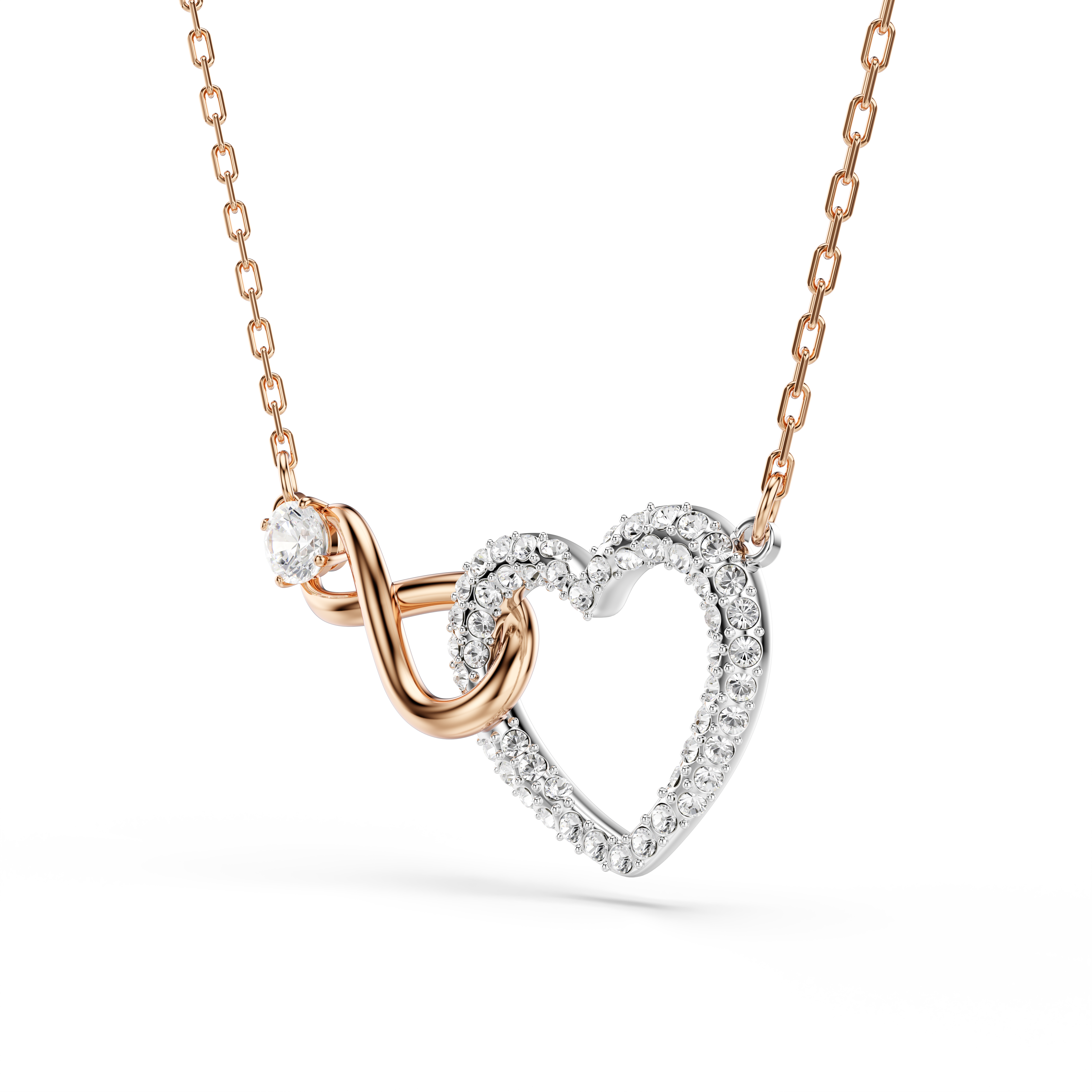 Collar Hyperbola Infinity y corazón, Blanco, Combinación de acabados metálicos