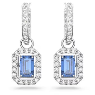 Pendientes Millenia - Talla octogonal, Azules, Baño de rodio