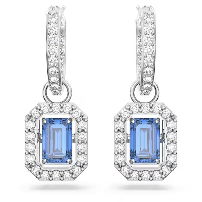 Pendientes Millenia - Talla octogonal, Azules, Baño de rodio