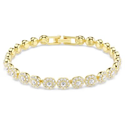 Pulsera Una Angelic -Talla redonda, Blanca, Baño tono oro