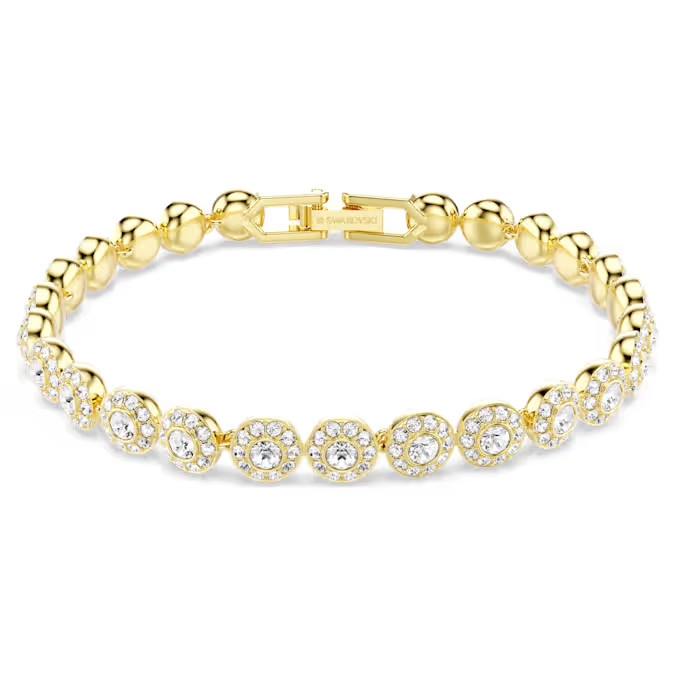 Pulsera Una Angelic -Talla redonda, Blanca, Baño tono oro